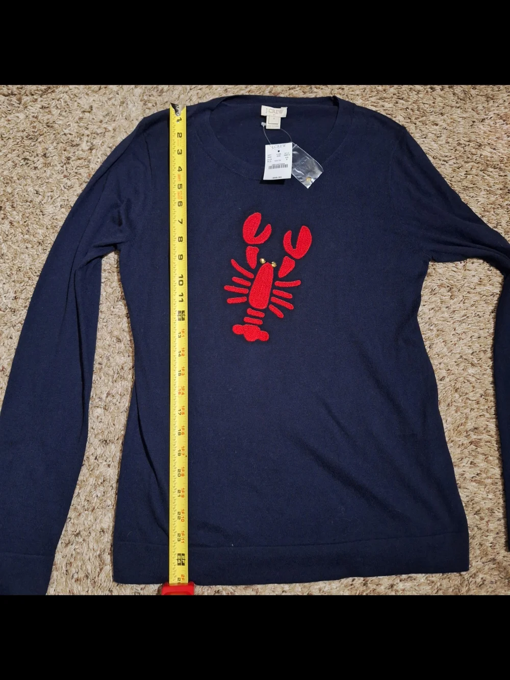 NWT J.Crew Navy Lobster Knit Teddie Sweater Size S